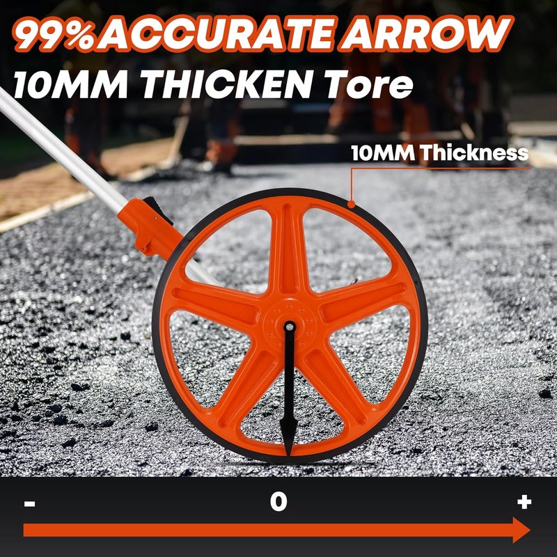 SILVEL 12 Inch Measuring Wheel, MAX9999FT Measuring Wheel in Feet and Inches, One key to Zero Rolling Tape Measuring Wheels, Orange - Image 2